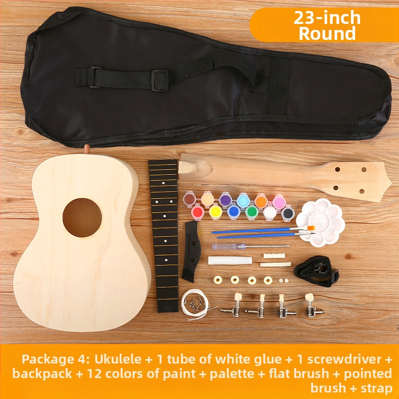 Ξύλινο κιτ DIY για ουκουλέλε για παιδιά — συναρμολογούμενο μουσικό όργανο, μάρκα Xiao Caidi, προάγει την επικοινωνία γονέα-παιδιού