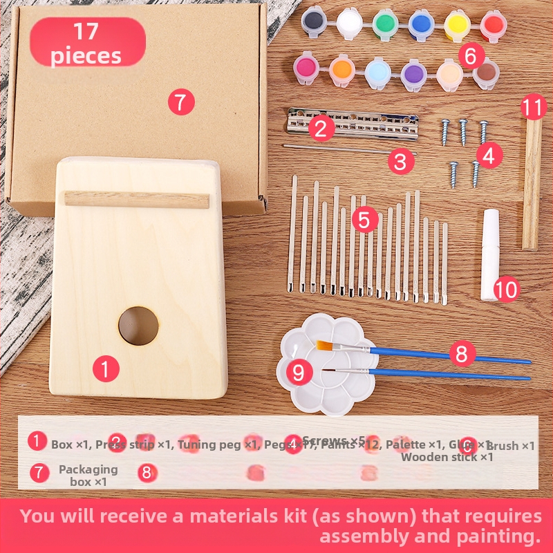 Ξύλινο κιτ DIY για ουκουλέλε για παιδιά — συναρμολογούμενο μουσικό όργανο, μάρκα Xiao Caidi, προάγει την επικοινωνία γονέα-παιδιού