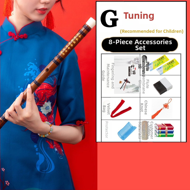 Flööt - antiikstiililine bambusflööt; ühe sektsiooni mudel; pakend flanellikast; päritolu Hunan Nanyue