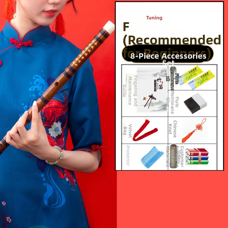 Flööt - antiikstiililine bambusflööt; ühe sektsiooni mudel; pakend flanellikast; päritolu Hunan Nanyue