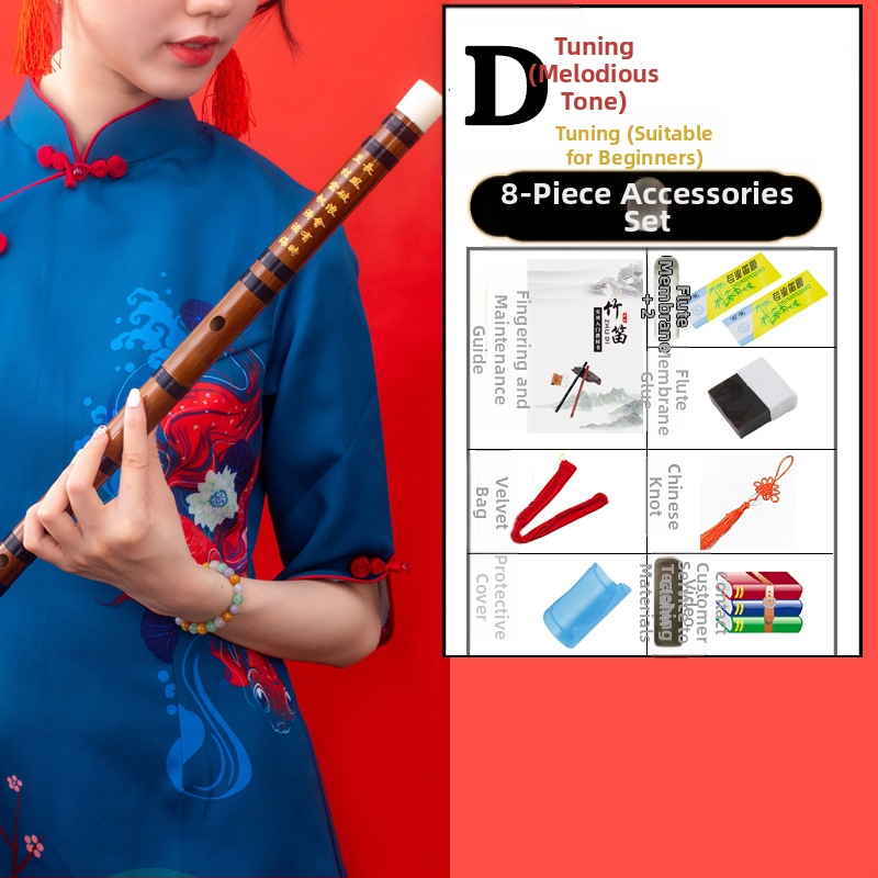 Flööt - antiikstiililine bambusflööt; ühe sektsiooni mudel; pakend flanellikast; päritolu Hunan Nanyue