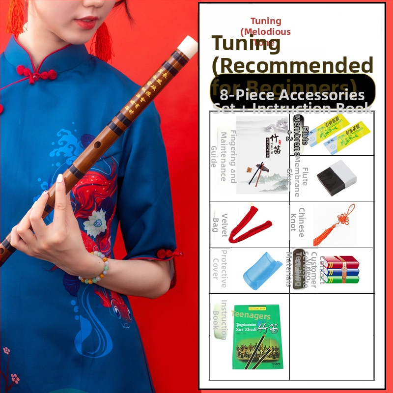 Flööt - antiikstiililine bambusflööt; ühe sektsiooni mudel; pakend flanellikast; päritolu Hunan Nanyue