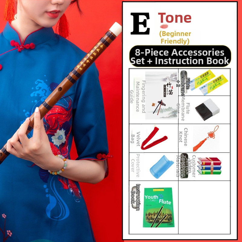 Flööt - antiikstiililine bambusflööt; ühe sektsiooni mudel; pakend flanellikast; päritolu Hunan Nanyue