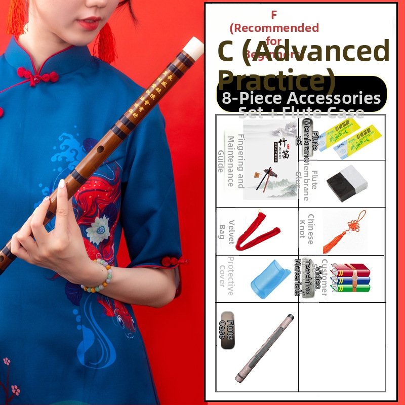 Flööt - antiikstiililine bambusflööt; ühe sektsiooni mudel; pakend flanellikast; päritolu Hunan Nanyue