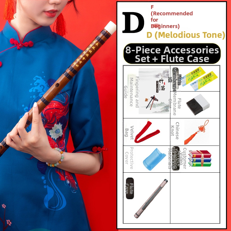 Flööt - antiikstiililine bambusflööt; ühe sektsiooni mudel; pakend flanellikast; päritolu Hunan Nanyue