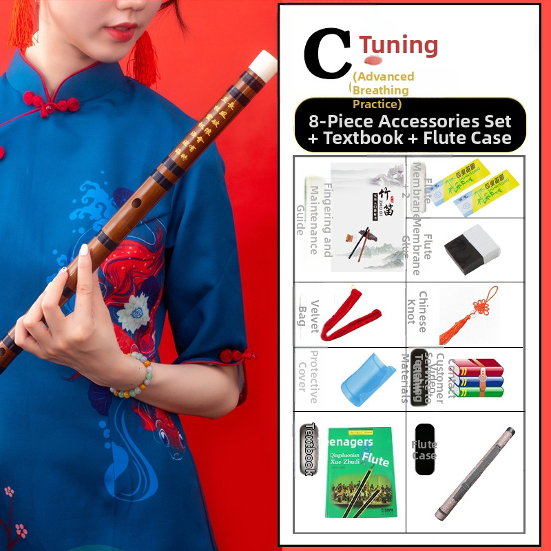 Flööt - antiikstiililine bambusflööt; ühe sektsiooni mudel; pakend flanellikast; päritolu Hunan Nanyue