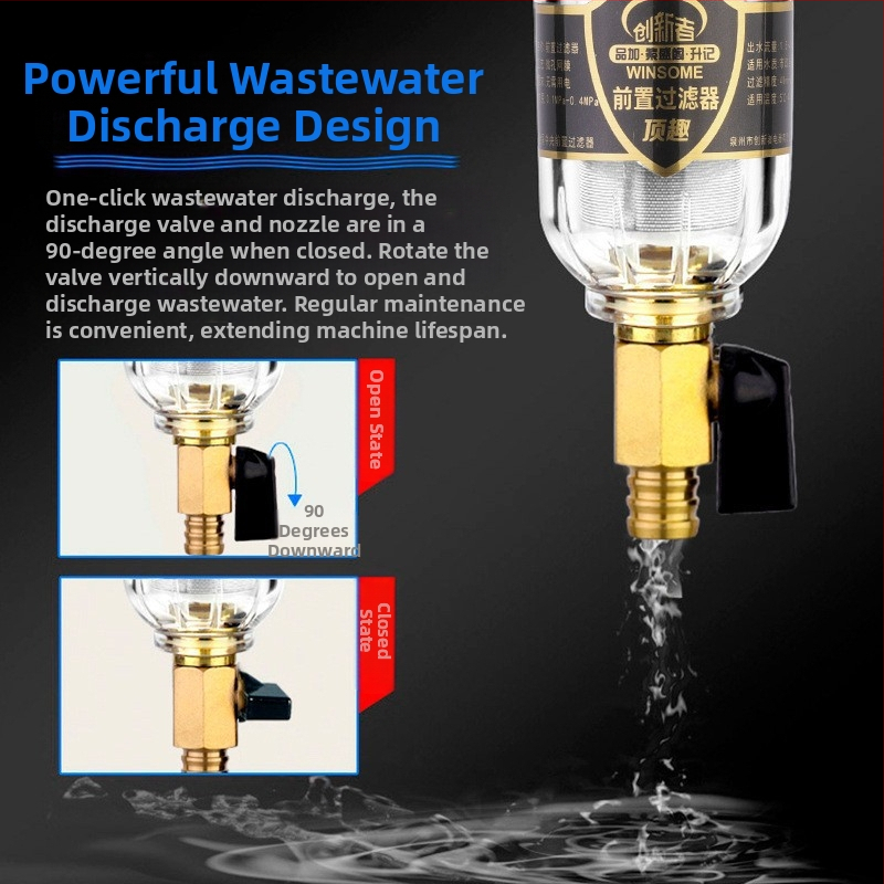 Priešfiltras centrinio namų vandens filtravimo su atgalinio plovimo sistema – nerūdijančio plieno filtras, keičiamas filtravimo elementas, šalina rūdą ir nuosėdas