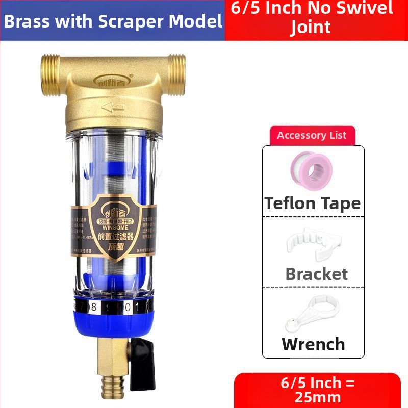 Priešfiltras centrinio namų vandens filtravimo su atgalinio plovimo sistema – nerūdijančio plieno filtras, keičiamas filtravimo elementas, šalina rūdą ir nuosėdas