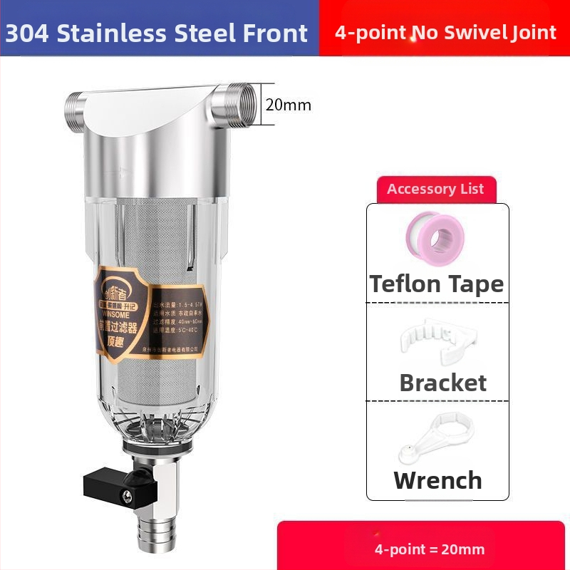 Priešfiltras centrinio namų vandens filtravimo su atgalinio plovimo sistema – nerūdijančio plieno filtras, keičiamas filtravimo elementas, šalina rūdą ir nuosėdas