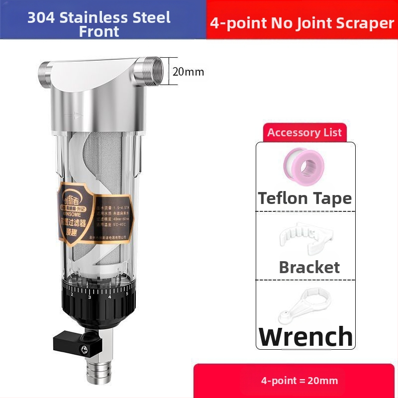 Priešfiltras centrinio namų vandens filtravimo su atgalinio plovimo sistema – nerūdijančio plieno filtras, keičiamas filtravimo elementas, šalina rūdą ir nuosėdas