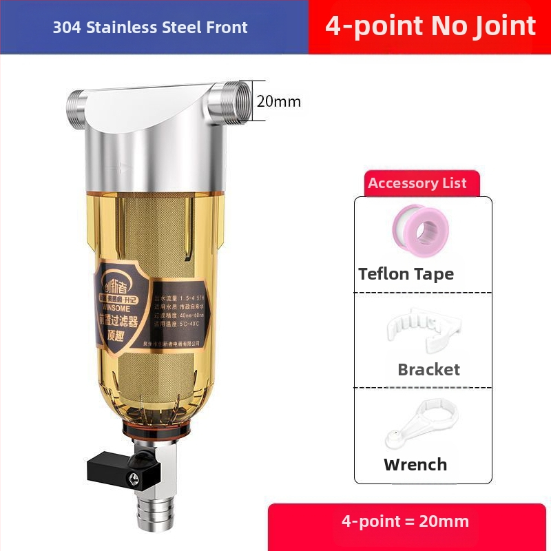 Priešfiltras centrinio namų vandens filtravimo su atgalinio plovimo sistema – nerūdijančio plieno filtras, keičiamas filtravimo elementas, šalina rūdą ir nuosėdas