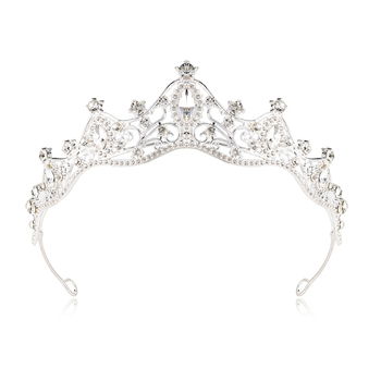 Princesės karūna vakarėliams ir vestuvėms — galvos aksesuaras, lydinys, elektroplatinavimas, kristalai, vaikams