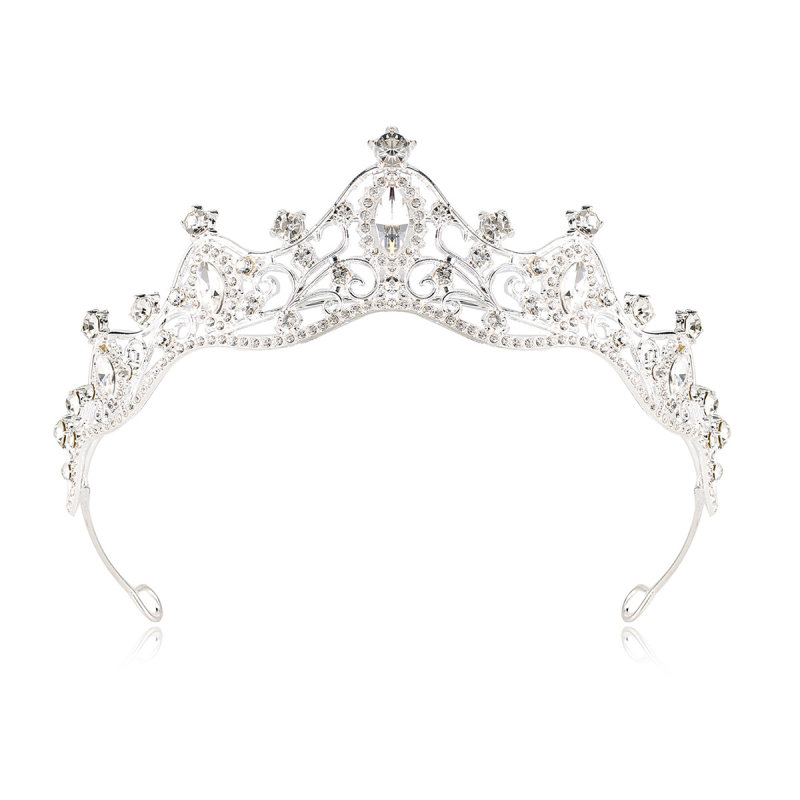 Princesės karūna vakarėliams ir vestuvėms — galvos aksesuaras, lydinys, elektroplatinavimas, kristalai, vaikams