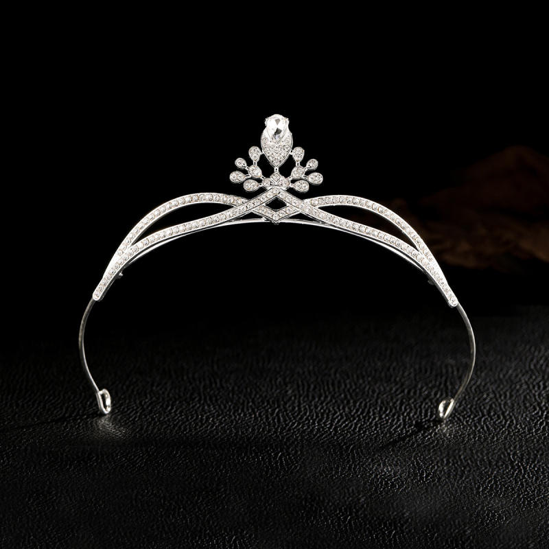 Princesės karūna vakarėliams ir vestuvėms — galvos aksesuaras, lydinys, elektroplatinavimas, kristalai, vaikams