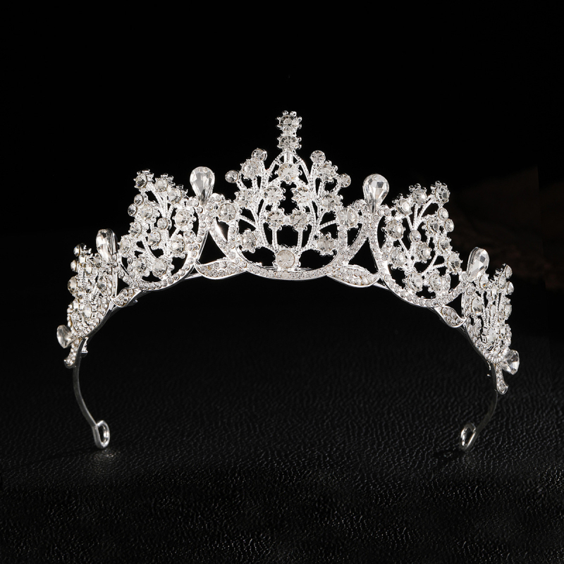 Princesės karūna vakarėliams ir vestuvėms — galvos aksesuaras, lydinys, elektroplatinavimas, kristalai, vaikams