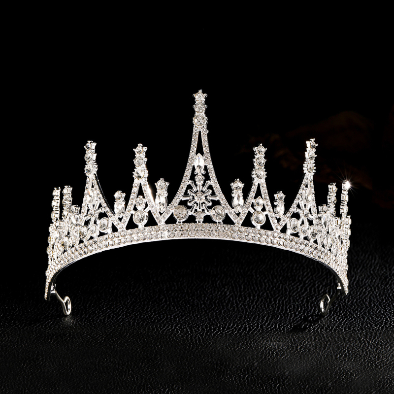 Princesės karūna vakarėliams ir vestuvėms — galvos aksesuaras, lydinys, elektroplatinavimas, kristalai, vaikams