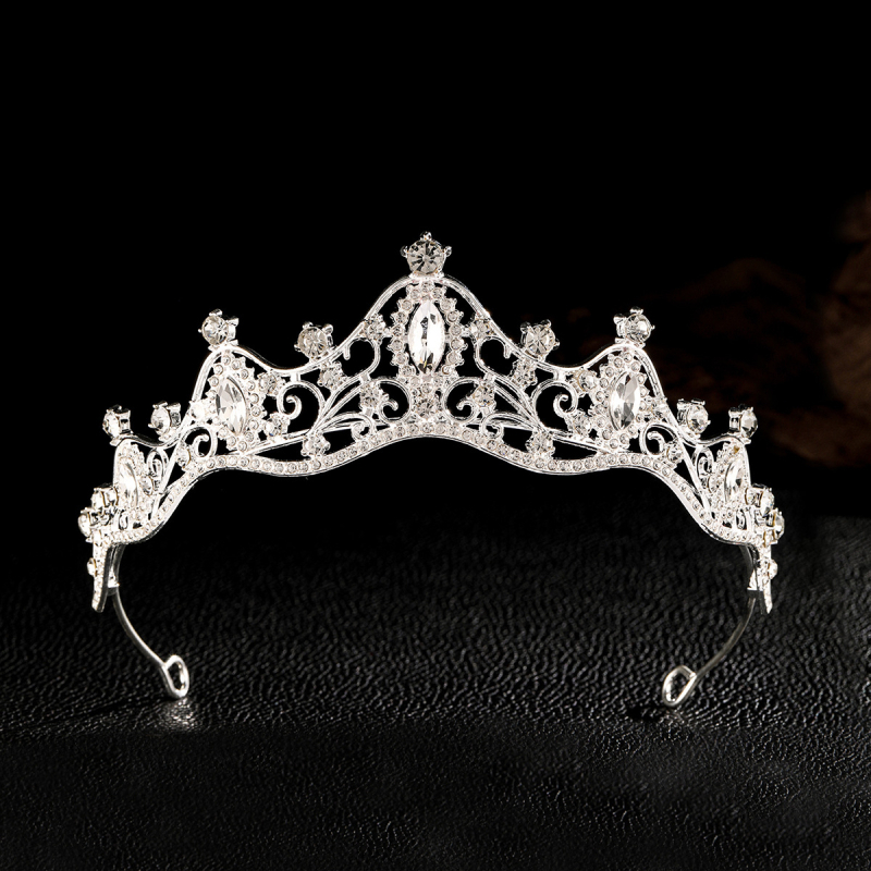 Princesės karūna vakarėliams ir vestuvėms — galvos aksesuaras, lydinys, elektroplatinavimas, kristalai, vaikams