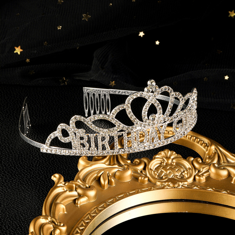 Princesės karūna vakarėliams ir vestuvėms — galvos aksesuaras, lydinys, elektroplatinavimas, kristalai, vaikams