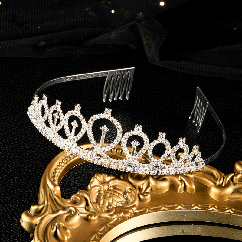 Princesės karūna vakarėliams ir vestuvėms — galvos aksesuaras, lydinys, elektroplatinavimas, kristalai, vaikams