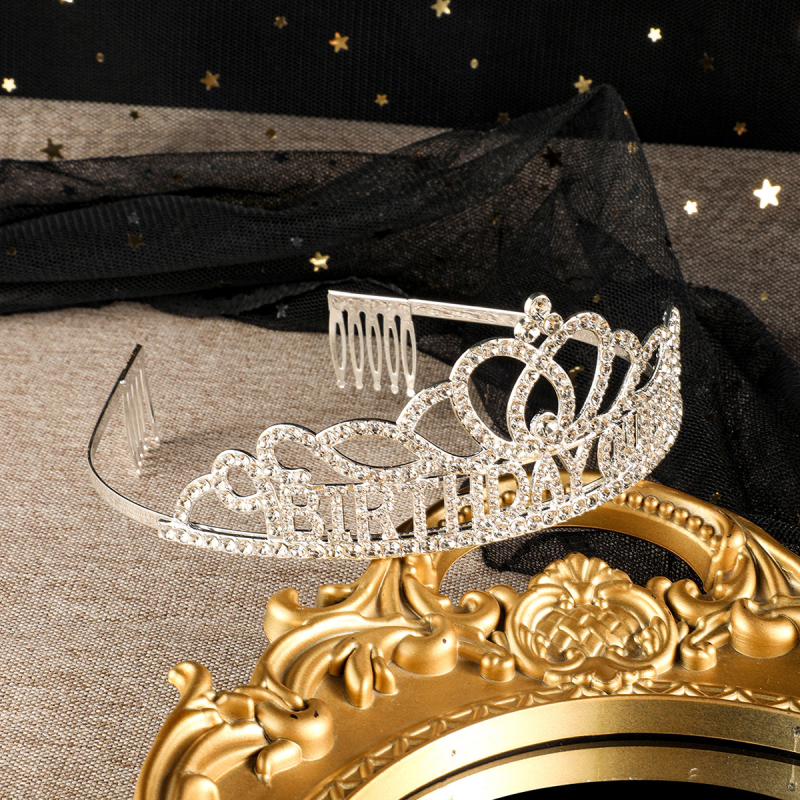 Princesės karūna vakarėliams ir vestuvėms — galvos aksesuaras, lydinys, elektroplatinavimas, kristalai, vaikams