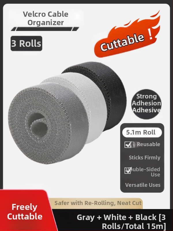 Nylon kábelrendező Velcro kötőkkel az asztali kábelek rendezésére