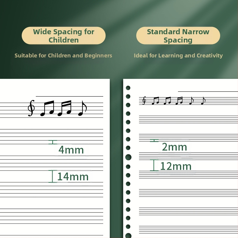 Sijin петлинейна нотна книга с разгъващи се листове, модел A5/B5, Lin Dao хартия, 60 листа, 26 дупки