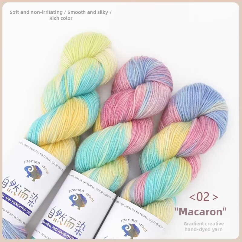 Dopamine rokas krāsots vilnas diegs, 100 g, bez pūšanas, silts, sarullēts diegs, Good Color zīmols