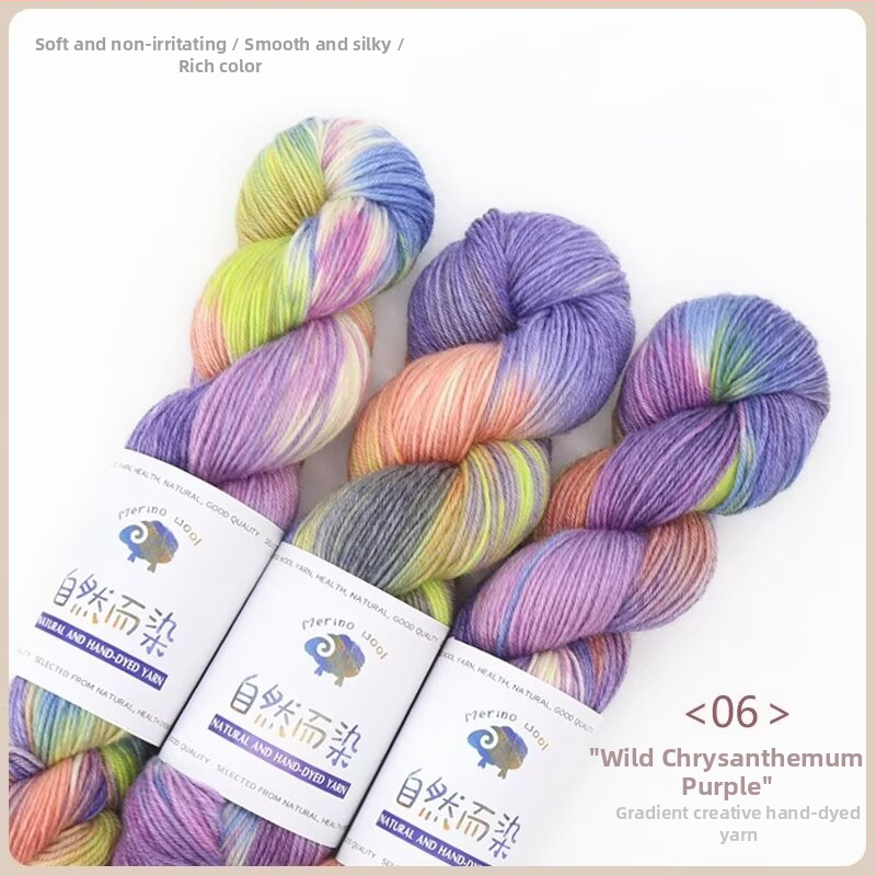 Dopamine rokas krāsots vilnas diegs, 100 g, bez pūšanas, silts, sarullēts diegs, Good Color zīmols