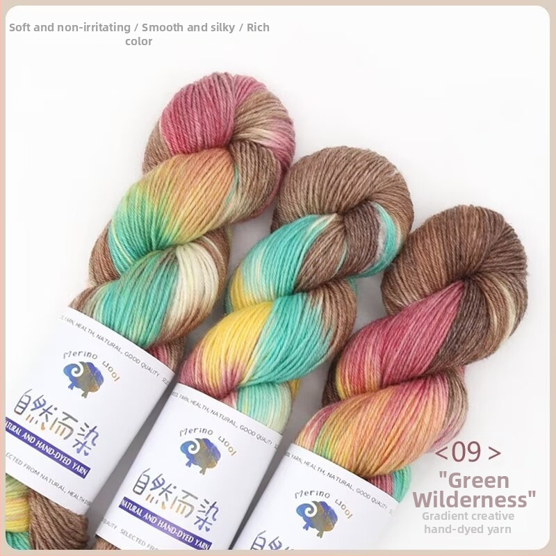 Dopamine rokas krāsots vilnas diegs, 100 g, bez pūšanas, silts, sarullēts diegs, Good Color zīmols