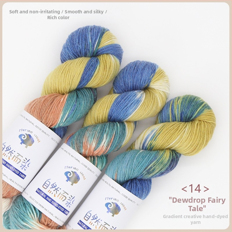 Dopamine rokas krāsots vilnas diegs, 100 g, bez pūšanas, silts, sarullēts diegs, Good Color zīmols