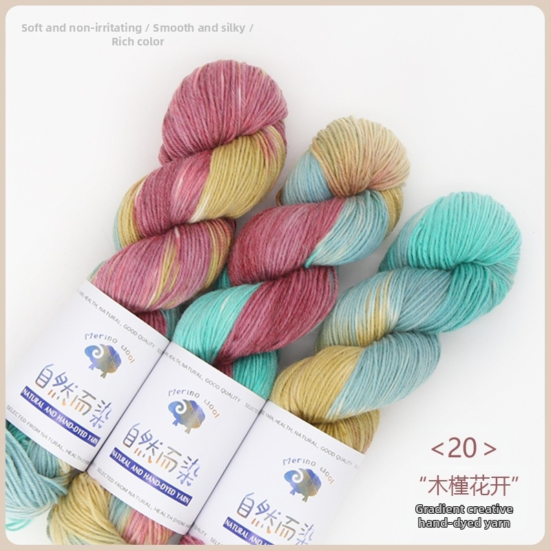 Dopamine rokas krāsots vilnas diegs, 100 g, bez pūšanas, silts, sarullēts diegs, Good Color zīmols