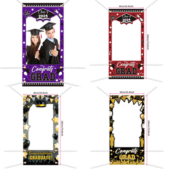 Absolventų iškirptinis durų fotobanneris — poliesteris, vakarėlių stilius, nuotraukų rėmo baneris, vietos dekoravimo rekvizitai