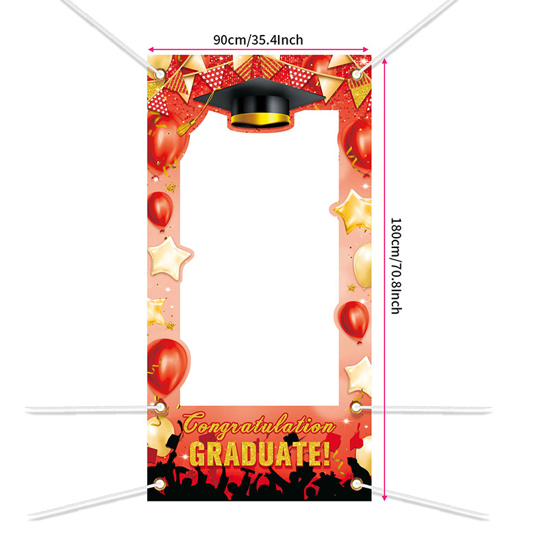 Absolventų iškirptinis durų fotobanneris — poliesteris, vakarėlių stilius, nuotraukų rėmo baneris, vietos dekoravimo rekvizitai