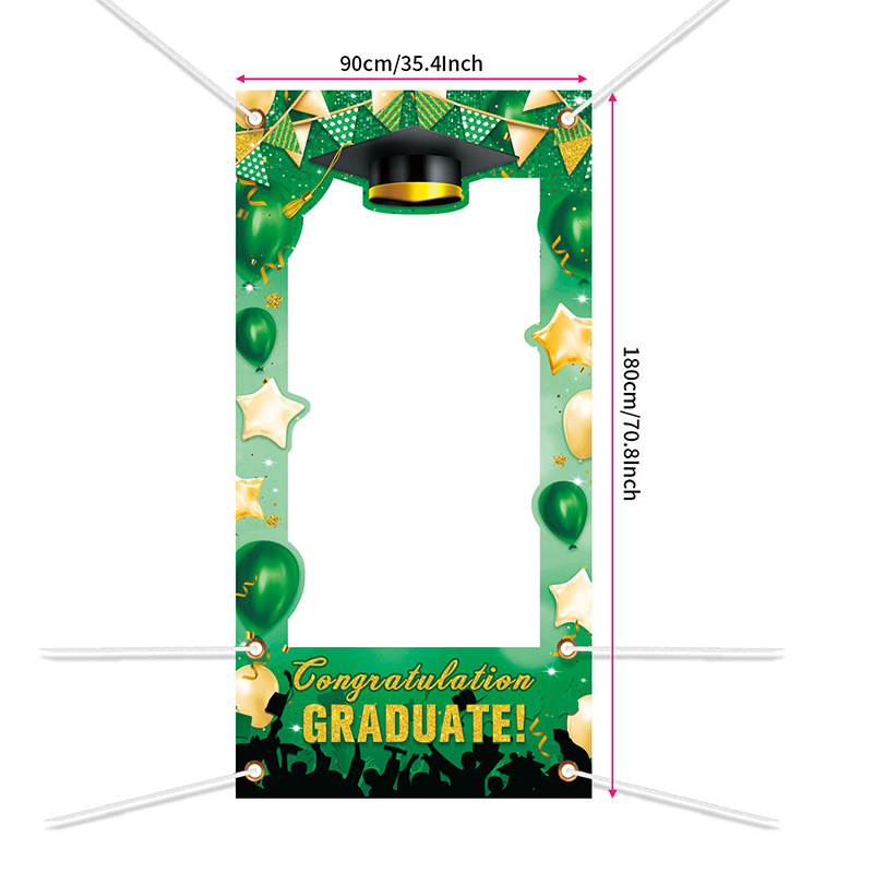Absolventų iškirptinis durų fotobanneris — poliesteris, vakarėlių stilius, nuotraukų rėmo baneris, vietos dekoravimo rekvizitai