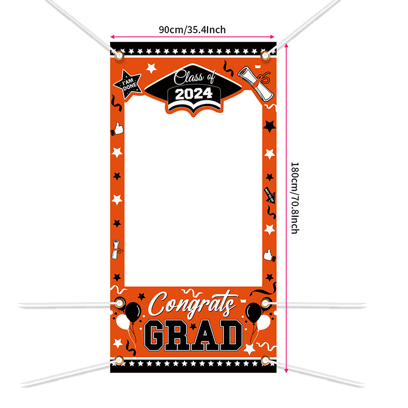 Absolventų iškirptinis durų fotobanneris — poliesteris, vakarėlių stilius, nuotraukų rėmo baneris, vietos dekoravimo rekvizitai