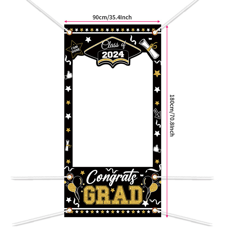 Absolventų iškirptinis durų fotobanneris — poliesteris, vakarėlių stilius, nuotraukų rėmo baneris, vietos dekoravimo rekvizitai