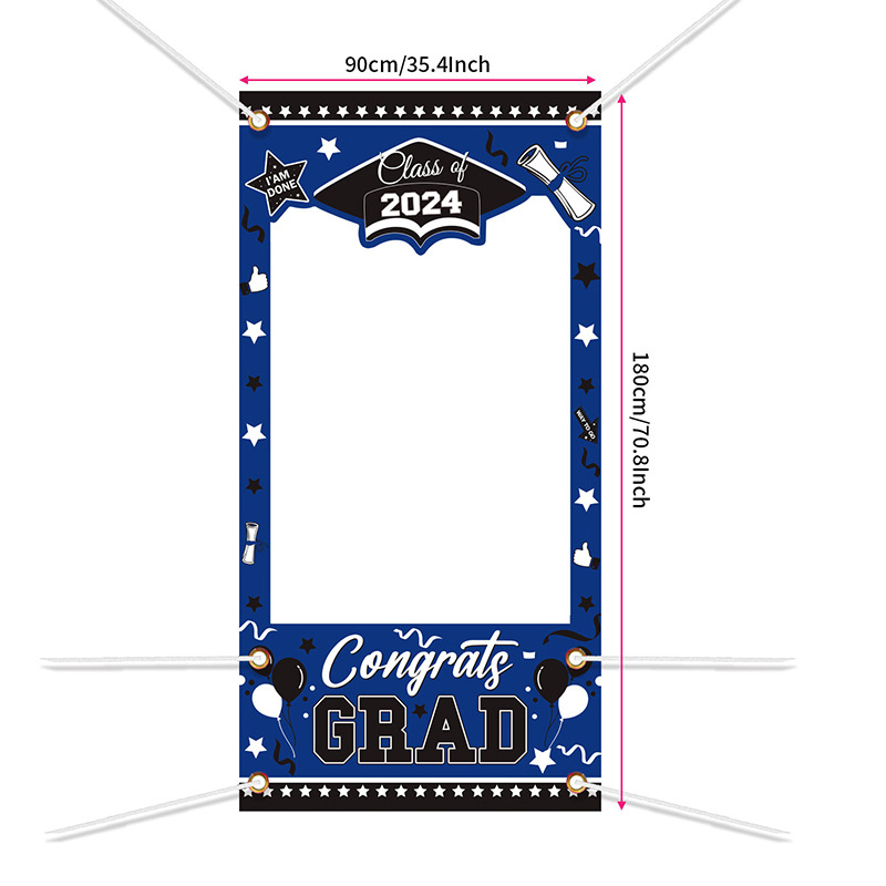 Absolventų iškirptinis durų fotobanneris — poliesteris, vakarėlių stilius, nuotraukų rėmo baneris, vietos dekoravimo rekvizitai