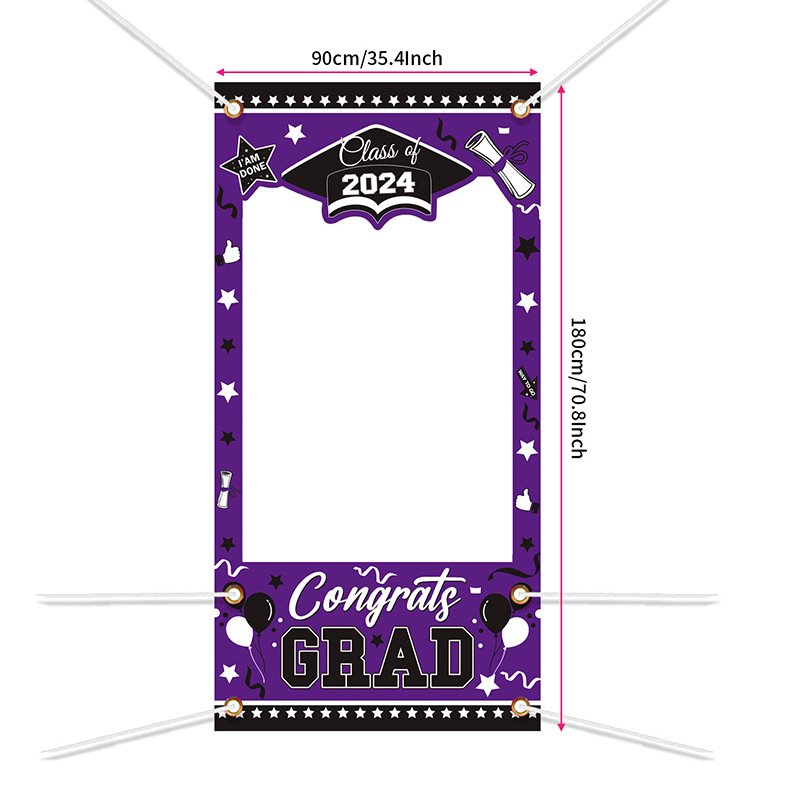 Absolventų iškirptinis durų fotobanneris — poliesteris, vakarėlių stilius, nuotraukų rėmo baneris, vietos dekoravimo rekvizitai