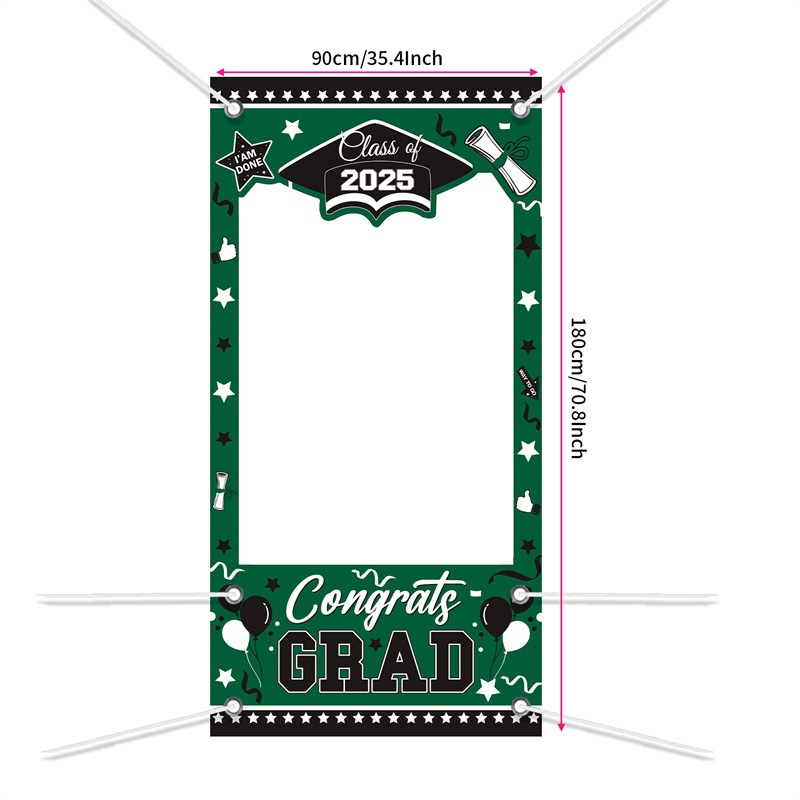Absolventų iškirptinis durų fotobanneris — poliesteris, vakarėlių stilius, nuotraukų rėmo baneris, vietos dekoravimo rekvizitai