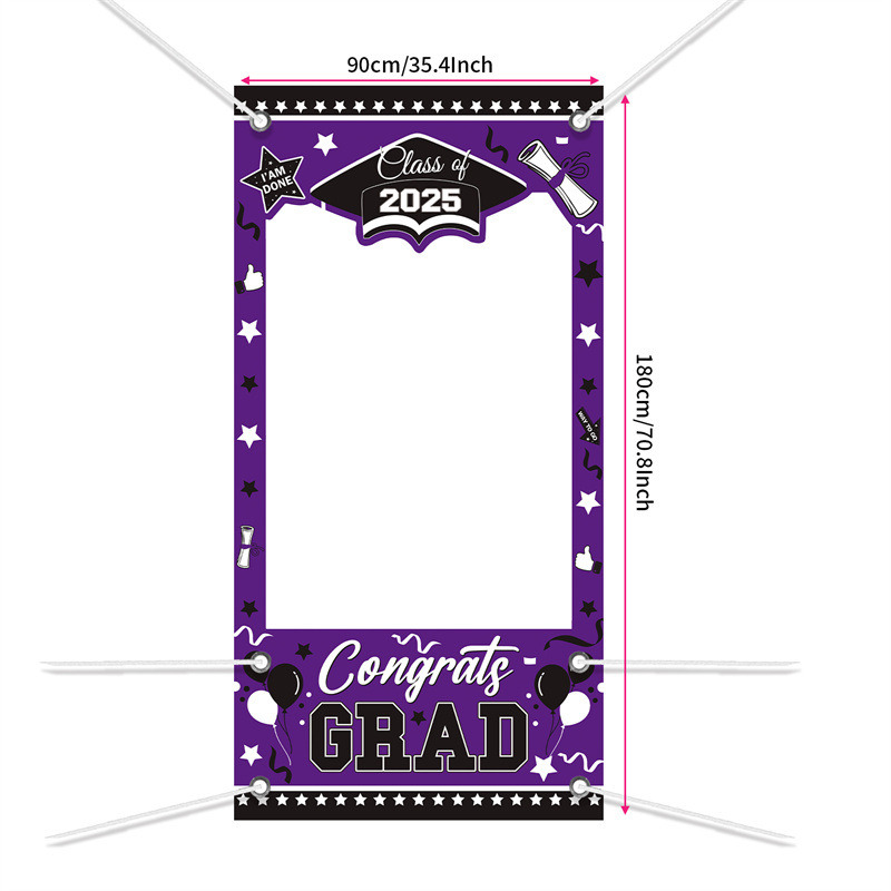 Absolventų iškirptinis durų fotobanneris — poliesteris, vakarėlių stilius, nuotraukų rėmo baneris, vietos dekoravimo rekvizitai