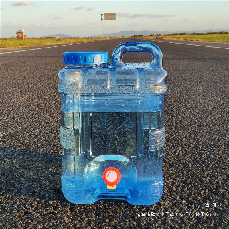 Квадратна кофа за вода за пътуване с автомобил на открито, пластмасова, с кран, широк отвор, резервоар за вода