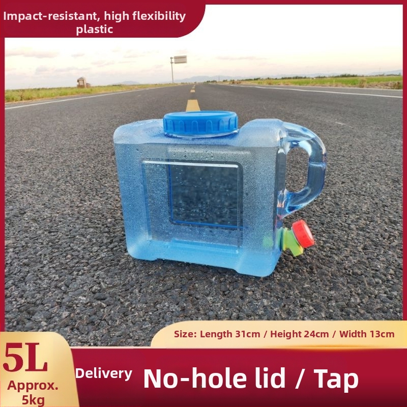 Kvadratinis vandens kibiras lauko kelionėms automobiliu, plastikinis, su čiaupu, plataus burnos atidarymu, vandens saugojimo talpa