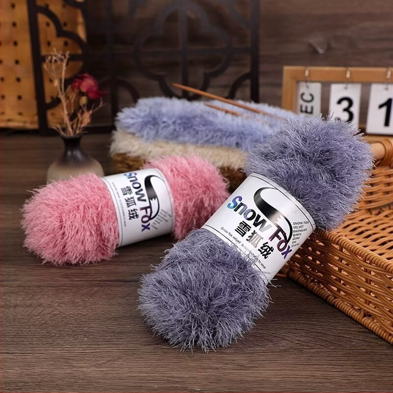 Šál Snow Fox velúr fleece, priadza v skupinách, pletený, Yunzhen