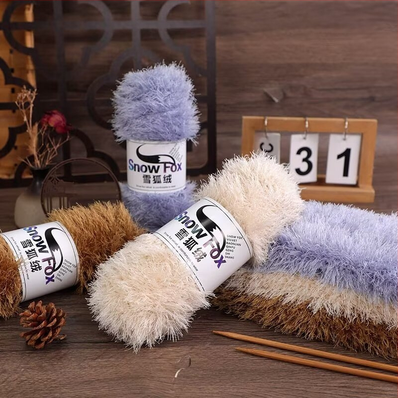 Šál Snow Fox velúr fleece, priadza v skupinách, pletený, Yunzhen