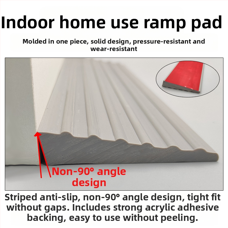 PVC мека самозалепваща наклонна подложка за робот-прахосмувачка, прагова лента за вътрешни врати, водоустойчива, против подхлъзване, износоустойчива, 25 мм дебелина