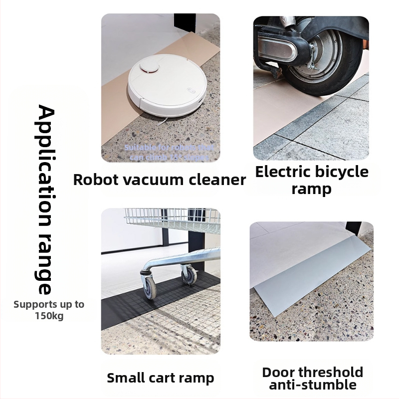 PVC мека самозалепваща наклонна подложка за робот-прахосмувачка, прагова лента за вътрешни врати, водоустойчива, против подхлъзване, износоустойчива, 25 мм дебелина