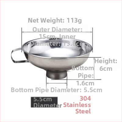 304 nerūdijančio plieno piltuvė virtuvės reikmėms – džemui, aliejui, vynui ir marinuotiems agurkams