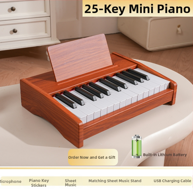 LECHEN преносимо дървено електронно клавирче за деца, модел 25 клавиша/37 клавиша