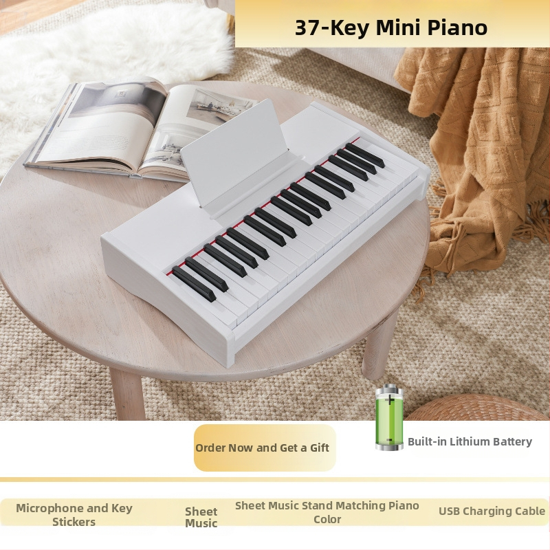 LECHEN преносимо дървено електронно клавирче за деца, модел 25 клавиша/37 клавиша