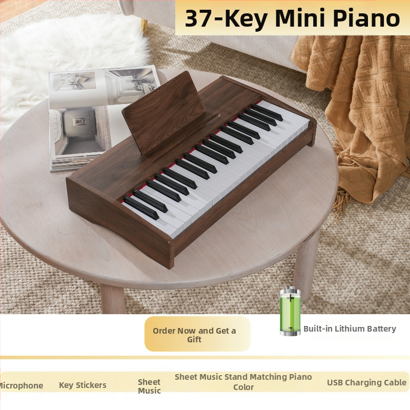 LECHEN преносимо дървено електронно клавирче за деца, модел 25 клавиша/37 клавиша